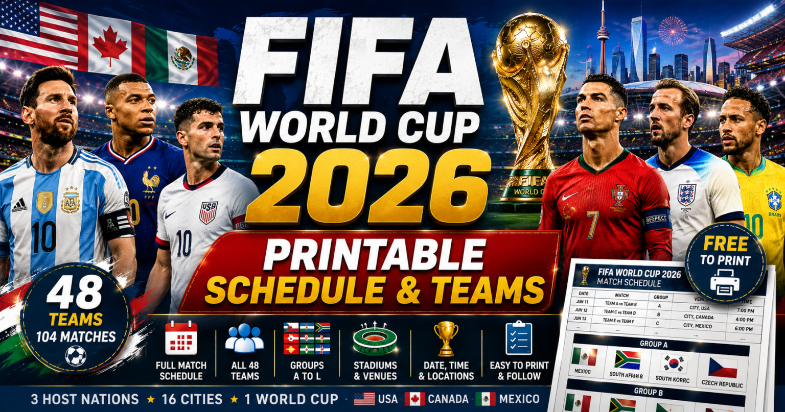 FIFA World Cup 2026 – Teams & Full Schedule (Printable Posters) – The ...